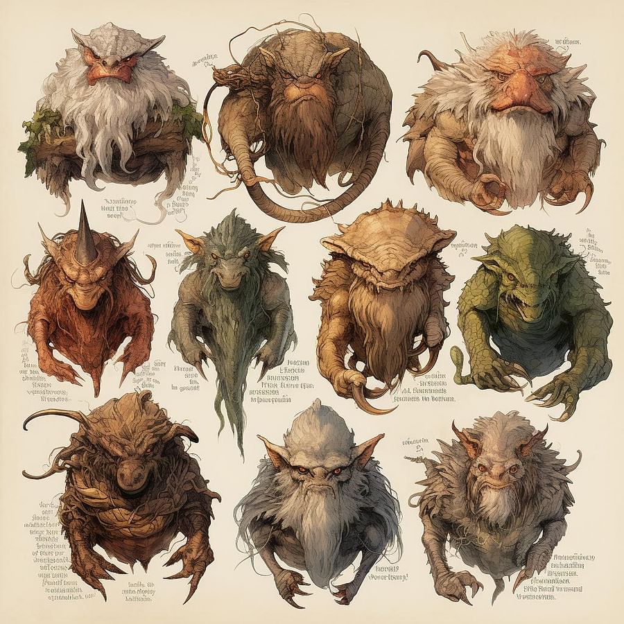 Illustration of Harfoot, Took, and Fallohide Hobbit Subspecies