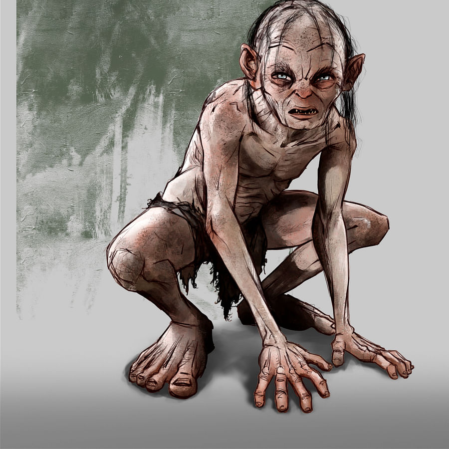Illustration of the character Gollum from the Hobbit series