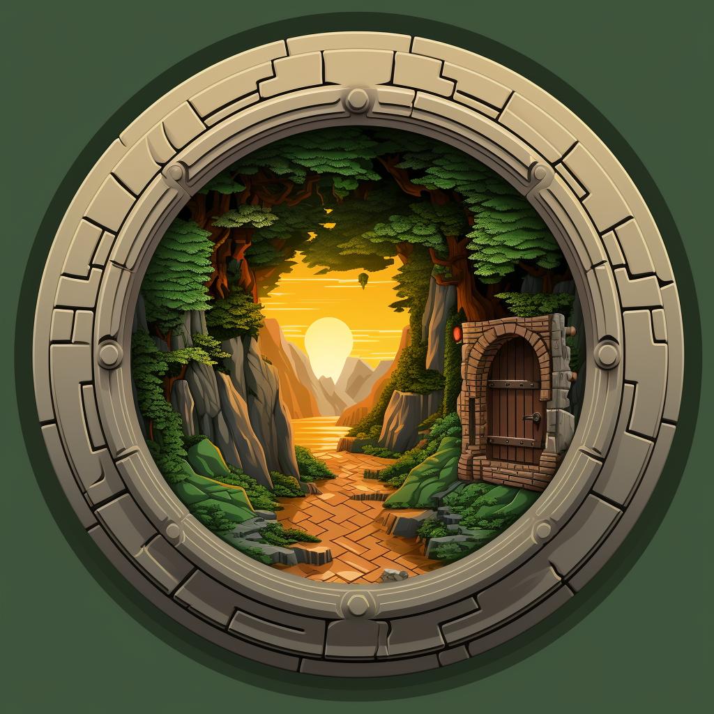 A round Lego doorway being placed in the center of the hobbit home walls